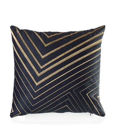 Striped Square Pillow - Black & Gold