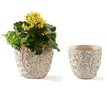 Cream, Cement and Sand Planters, Set of 2