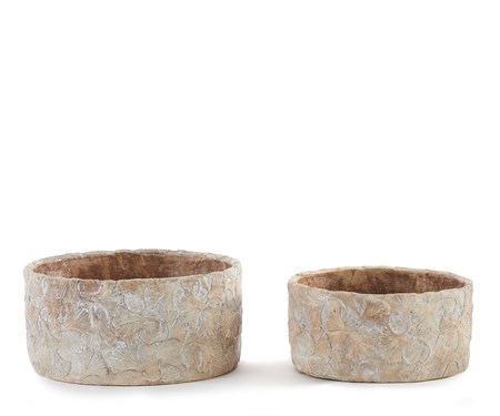Cream Cement and Sand Planter, Set of 2