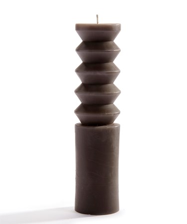 Dark Grey Tall Tiered Pillar  Candle