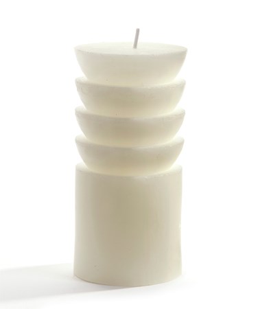 Short Tiered White Pillar Candle