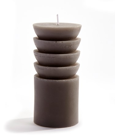 Short Tiered Dark Grey  Pillar Candle