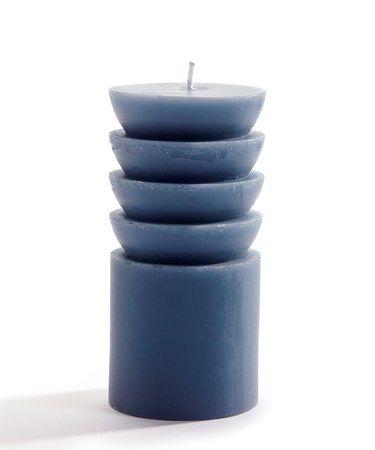 Short Tiered Blue  Pillar Candle