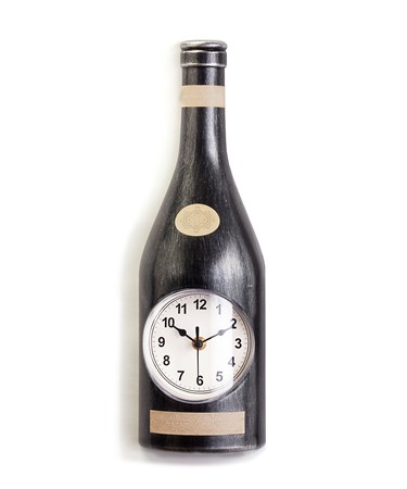Wine Bottle Design Wall Clock - Antique Black