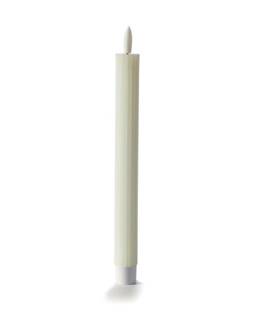 Cream Striped LED Taper Candle