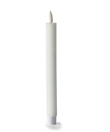 White Striped LED Taper Candle