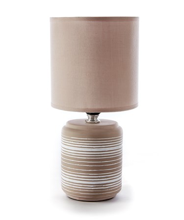 Striped Texture Beige & White Table Lamp