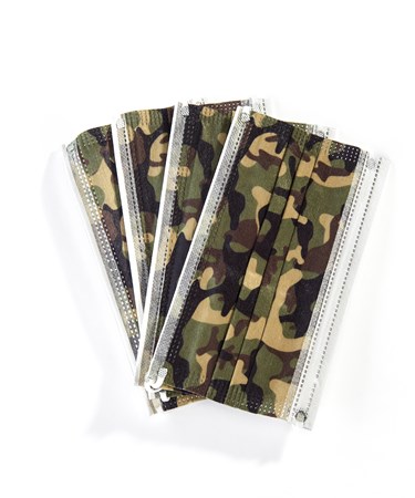 Green Camo Disposable Adult Face Masks, Pack of 10