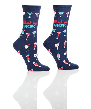 Women's Crew Sock, Drink Up Grinches