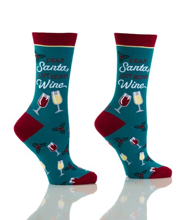 Women's Crew Sock, Santa Wine