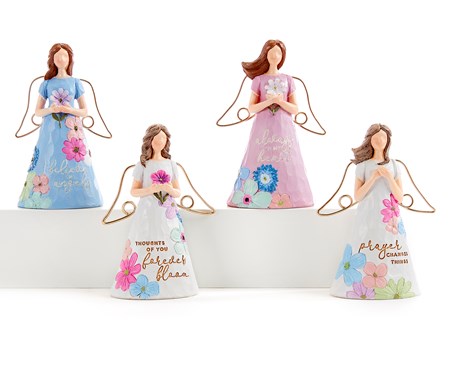Floral Angel Mini-Figurine, 4 Asst.