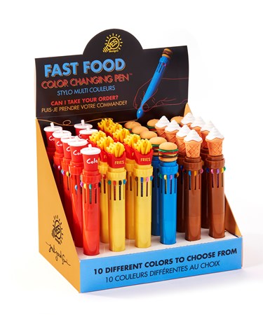 Fast Food 10-Color Pen, 4 Asst. w/Displayer