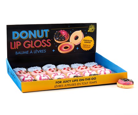 Donut Lip Gloss, 4 Asst. w/Displayer