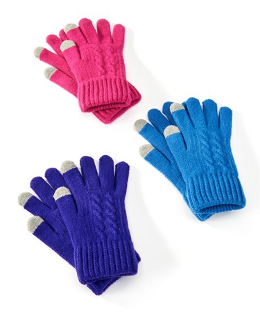 Cozy Texting Acrylic Gloves, 3 Asst.