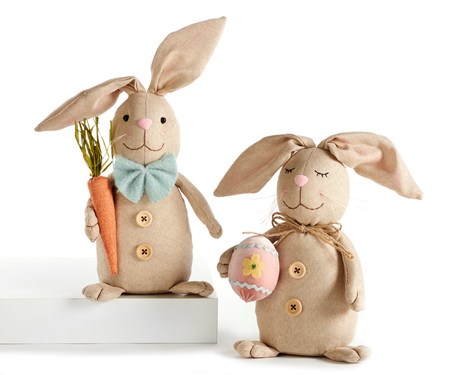 Standing Button Rabbit w/Carrot/Egg, 2 Asst.