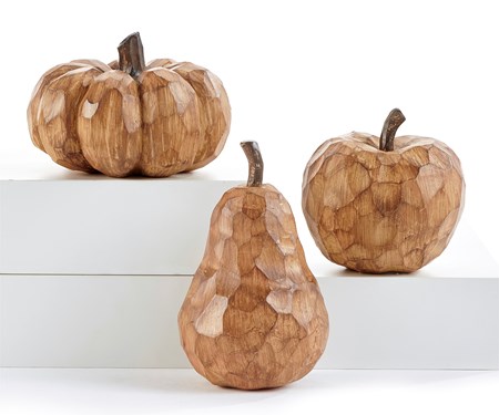 Carved Pumpkin, Apply, Pear D&eacute;cor, 3 Asst.