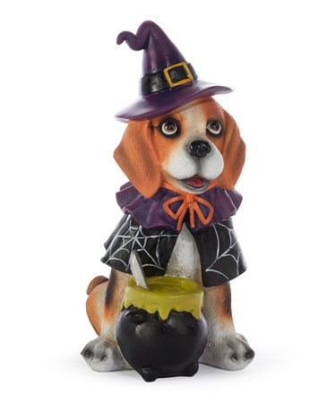 Halloween Dog Figurine w/ Witch Cauldron