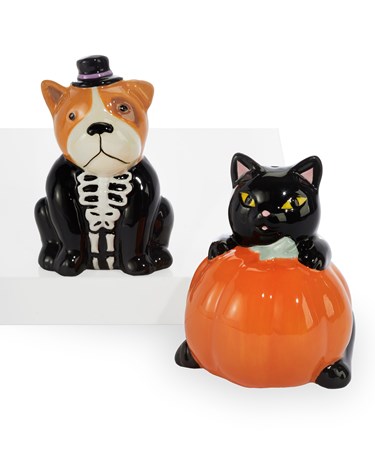 Ceramic Halloween Pets Salt & Pepper Set, Set of 2