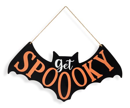 Get Spooky Hanging Bat Sign