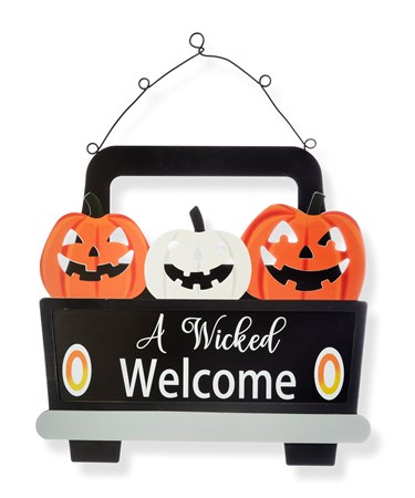 A Wicked Welcome Hanging Halloween Sign
