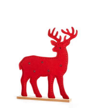 Red Reindeer Figurine Decor w/ LED Lights - Small