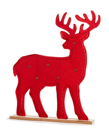 Red Reindeer Figurine Decor w/ LED Lights - Large