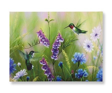 LED Wall Canvas,  Hummingbirds and Blooms