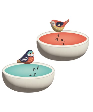 Ceramic Trinket Bowl with Bird, 2 Asst.