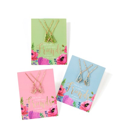 Carded Butterfly Necklace w/Sentiment, 3 Asst. w/Displayer