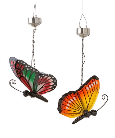 Solar Butterfly Hanging Ornament, 2 Asst.