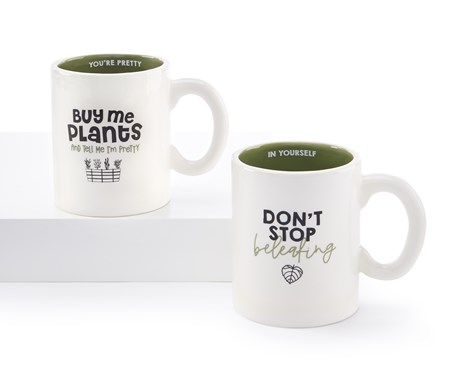 Plant Happiness Ceramic Mug, 2 Asst.