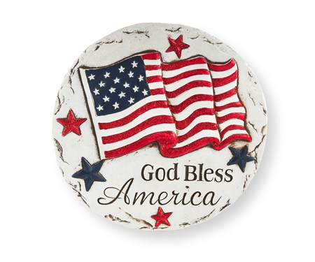 American Flag Stepping Stone/Wall Plaque w/Sentiment